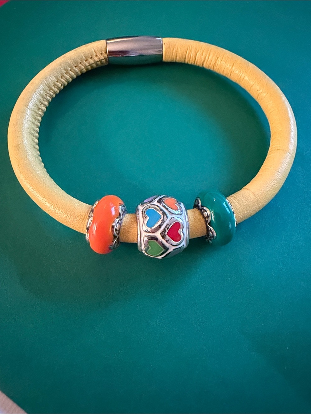 Brighton Woodstock Single Yellow Leather bracelet with beads